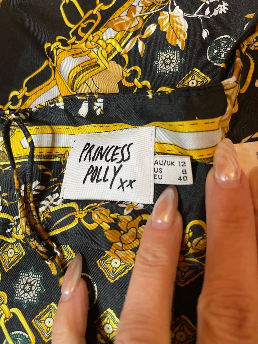 Princess Polly Black & Gold Chain Print Bandana Halter Camisole - Picture 2 of 2